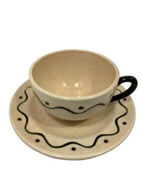 Metlox Poppytrail Green Rooster Tea Cup Saucer Lot 2 Sets California Pottery